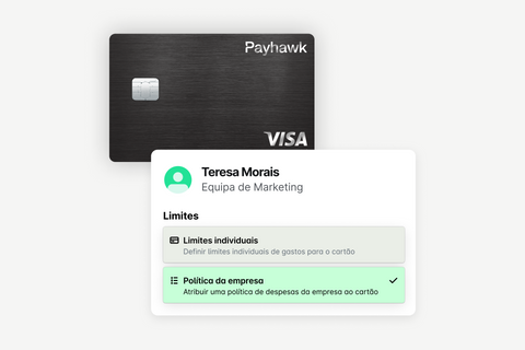 Política de despesas personalizada dos cartões Visa empresariais da Payhawk